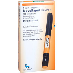 Abbildung: Novorapid Flexpen 100 E / ml Injektionslösung in einem Fertigpen 5X3 ml, Injektionslösung PZN 09000094