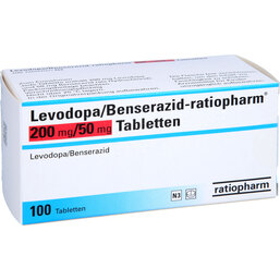 Abbildung: Levodopa Benserazid Ratiopharm 200mg / 50mg Tabletten 100 St, Tabletten PZN 09002584
