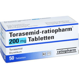Abbildung: Torasemid ratiopharm 200 mg Tabletten 50 St, Tabletten PZN 09002609