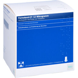 Abbildung: Formoterol-CT 12 Mikrogramm Inhalationskapseln 120 St, Hartkapseln mit Pulver zur Inhalation PZN 09003141