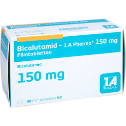 Abbildung: Bicalutamid 1A Pharma 150 mg Filmtabletten 90 St, Filmtabletten PZN 09005401