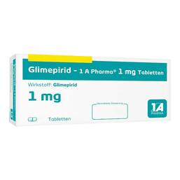 Abbildung: Glimepirid 1A Pharma 1 mg Tabletten 180 St, Tabletten PZN 09005418