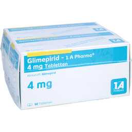 Abbildung: Glimepirid 1A Pharma 4 mg Tabletten 180 St, Tabletten PZN 09005447