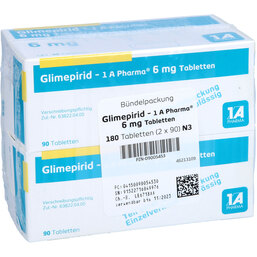 Abbildung: Glimepirid 1A Pharma 6 mg Tabletten 180 St, Tabletten PZN 09005453