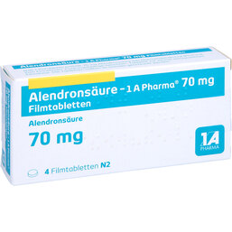 Abbildung: Alendronsäure 1A Pharma 70 mg Filmtabletten 4 St, Filmtabletten PZN 09012677