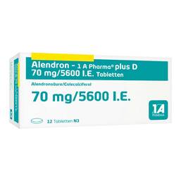Abbildung: Alendronsäure 1A Pharma 70 mg Filmtabletten 12 St, Filmtabletten PZN 09012683