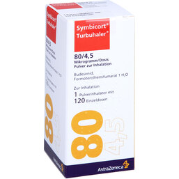 Abbildung: Symbicort Turbohaler 80 / 4,5 µg / Dosis 120 ED 1 St, Inhalationspulver PZN 09012826