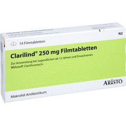 Abbildung: Clarilind 250 mg Filmtabletten 14 St, Filmtabletten PZN 09060009