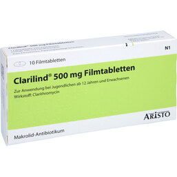 Abbildung: Clarilind 500 mg Filmtabletten 10 St, Filmtabletten PZN 09060015