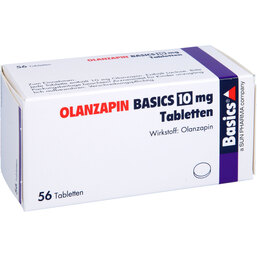 Abbildung: Olanzapin Basics 10 mg Tabletten 56 St, Tabletten PZN 09060127