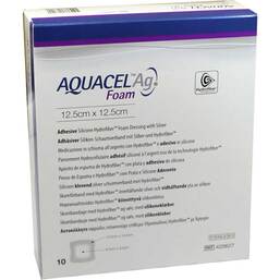 Abbildung: Aquacel Ag Foam adhäsiv 12,5x12,5cm Verband 10 St, Verband PZN 09060239