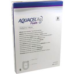 Abbildung: Aquacel Ag Foam adhäsiv Ferse 19,8x14cm 5 St, Verband PZN 09060280