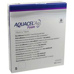 Abbildung: Aquacel Ag Foam nicht adhäsiv 15x15cm Verband 5 St, Verband PZN 09060647