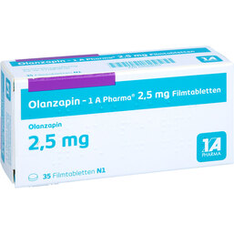 Abbildung: Olanzapin 1A Pharma 2,5 mg Filmtabletten 35 St, Filmtabletten PZN 09064007