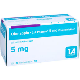 Abbildung: Olanzapin 1A Pharma 5 mg Filmtabletten 70 St, Filmtabletten PZN 09064148