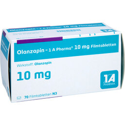 Abbildung: Olanzapin 1A Pharma 10 mg Filmtabletten 70 St, Filmtabletten PZN 09064160