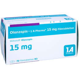 Abbildung: Olanzapin 1A Pharma 15 mg Filmtabletten 70 St, Filmtabletten PZN 09064177