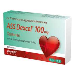 Abbildung: ASS Dexcel 100 mg Tabletten Tabletten, 50 St PZN 09064645