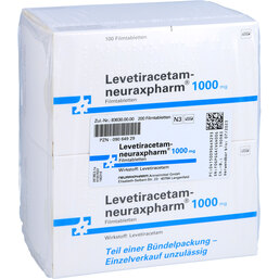 Abbildung: Levetiracetam neuraxpharm 1000 mg Filmtabletten 200 St, Filmtabletten PZN 09064929