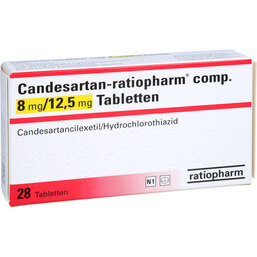 Abbildung: Candesartan ratiopharm comp. 8 mg / 12,5 mg Tabletten 28 St, Tabletten PZN 09068169