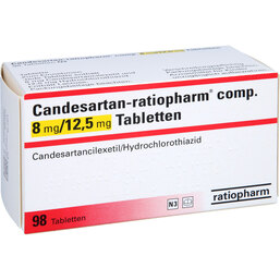 Abbildung: Candesartan ratiopharm comp. 8 mg / 12,5 mg Tabletten 98 St, Tabletten PZN 09068181