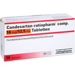 Abbildung: Candesartan ratiopharm comp. 16 mg / 12,5 mg Tabletten 56 St, Tabletten PZN 09068212