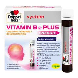 Abbildung: Doppelherz system Vitamin B12 Plus Trinkampullen Trinkampullen, 10X25 ml PZN 09071390