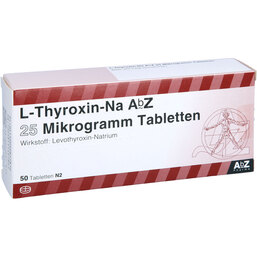 Abbildung: L-Thyroxin-Na AbZ 25 Mikrogramm Tabletten 50 St, Tabletten PZN 09082287