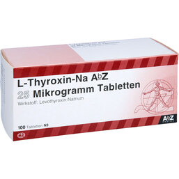Abbildung: L-Thyroxin-Na AbZ 25 Mikrogramm Tabletten 100 St, Tabletten PZN 09082293