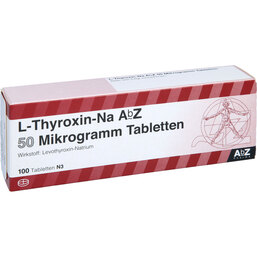 Abbildung: L-Thyroxin-Na AbZ 50 Mikrogramm Tabletten 100 St, Tabletten PZN 09082330