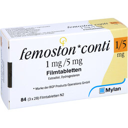 Abbildung: Femoston conti 1 mg / 5 mg Filmtabletten 84 St, Filmtabletten PZN 09082502