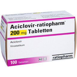 Abbildung: Aciclovir ratiopharm 200 mg Tabletten 100 St, Tabletten PZN 09091317