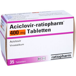 Abbildung: Aciclovir ratiopharm 400 mg Tabletten 35 St, Tabletten PZN 09091323