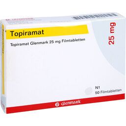 Abbildung: Topiramat Glenmark 25 mg Filmtabletten 50 St, Filmtabletten PZN 09098590