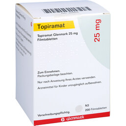 Abbildung: Topiramat Glenmark 25 mg Filmtabletten 200 St, Filmtabletten PZN 09098615