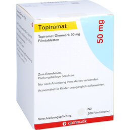 Abbildung: Topiramat Glenmark 50 mg Filmtabletten 200 St, Filmtabletten PZN 09098644