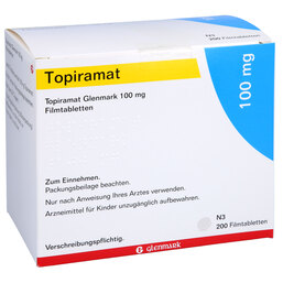 Abbildung: Topiramat Glenmark 100 mg Filmtabletten 200 St, Filmtabletten PZN 09098673