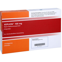 Abbildung: Xeplion 100 mg Depot-Injektionssuspension Fertigspritzen 1 St, Depot-Injektionssuspension PZN 09099075