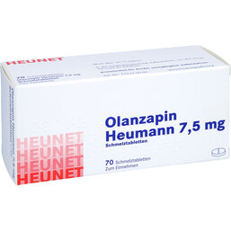 Abbildung: Olanzapin Heumann 7,5 mg Schmelztabletten Heunet 70 St, Schmelztabletten PZN 09100128