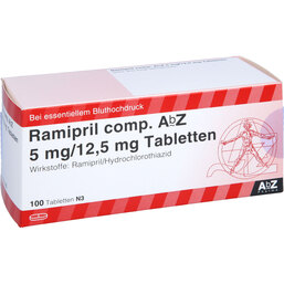 Abbildung: Ramipril comp. AbZ 5 mg / 12,5 mg Tabletten 100 St, Tabletten PZN 09100559