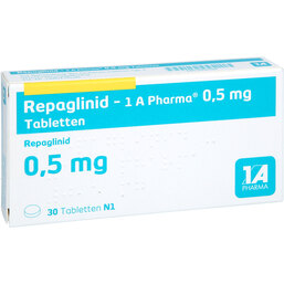 Abbildung: Repaglinid 1A Pharma 0,5 mg Tabletten 30 St, Tabletten PZN 09121165