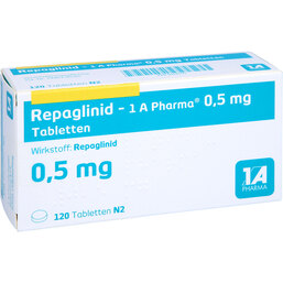 Abbildung: Repaglinid 1A Pharma 0,5 mg Tabletten 120 St, Tabletten PZN 09121171