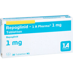 Abbildung: Repaglinid 1A Pharma 1 mg Tabletten 30 St, Tabletten PZN 09121194