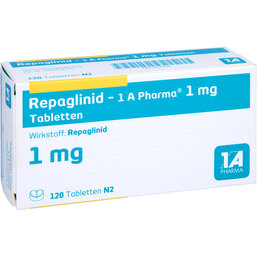Abbildung: Repaglinid 1A Pharma 1 mg Tabletten 120 St, Tabletten PZN 09121202