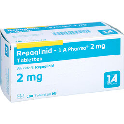 Abbildung: Repaglinid 1A Pharma 2 mg Tabletten 180 St, Tabletten PZN 09121254