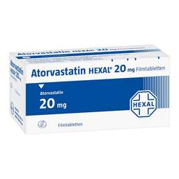 Abbildung: Atorvastatin Hexal 20 mg Filmtabletten 100 St, Filmtabletten PZN 09122615