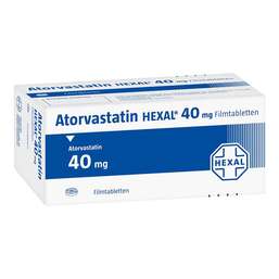 Abbildung: Atorvastatin Hexal 40 mg Filmtabletten 100 St, Filmtabletten PZN 09122673