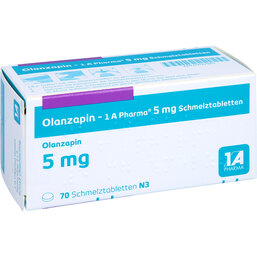 Abbildung: Olanzapin 1A Pharma 5 mg Schmelztabletten 70 St, Schmelztabletten PZN 09122940