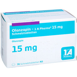 Abbildung: Olanzapin 1A Pharma 15 mg Schmelztabletten 70 St, Schmelztabletten PZN 09123046