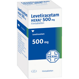 Abbildung: Levetiracetam Hexal 500 mg Filmtabletten 100 St, Filmtabletten PZN 09123224